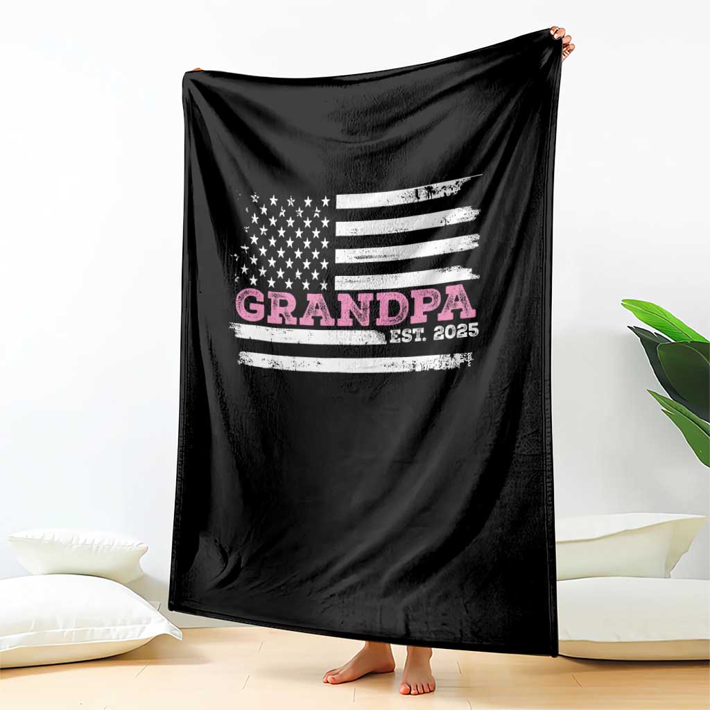 Grandpa Of Girl Est. 2025 Throw Blanket Fathers Day USA Flag TS10 Print Your Wear