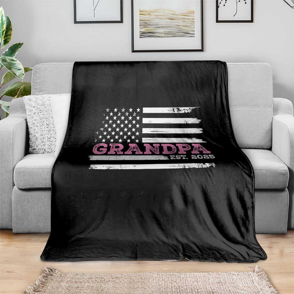Grandpa Of Girl Est. 2025 Throw Blanket Fathers Day USA Flag TS10 Print Your Wear