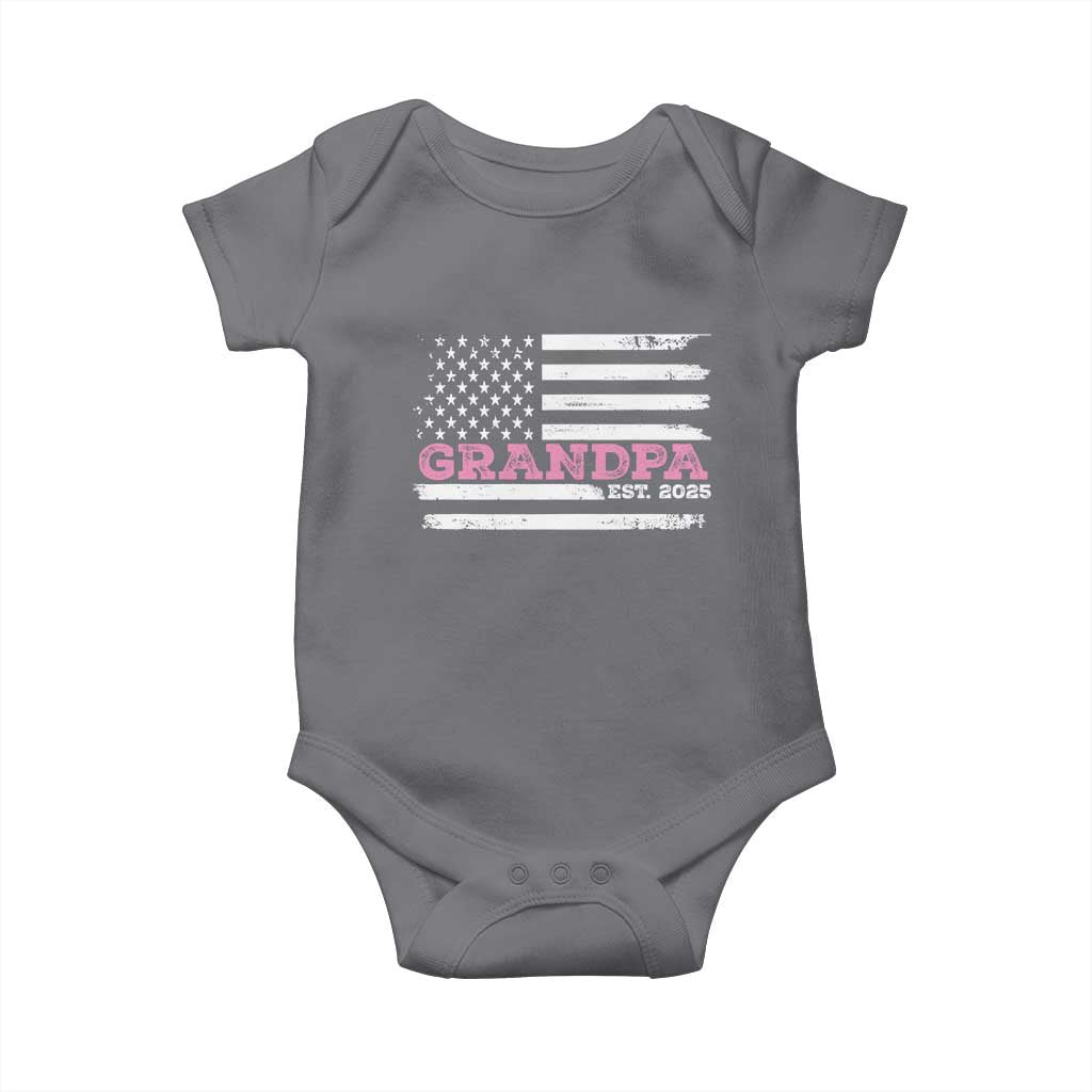 Grandpa Of Girl Est. 2025 Baby Onesie Fathers Day USA Flag TS10 Charcoal Print Your Wear