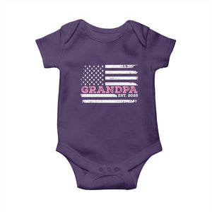 Grandpa Of Girl Est. 2025 Baby Onesie Fathers Day USA Flag TS10 Purple Print Your Wear