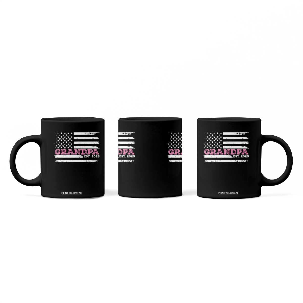 Grandpa Of Girl Est. 2025 Coffee Mug Fathers Day USA Flag TS10 Print Your Wear