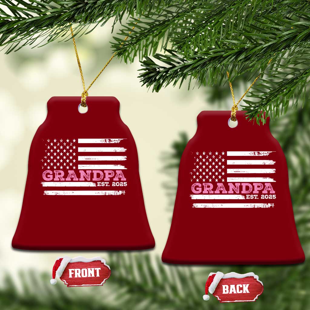 Grandpa Of Girl Est. 2025 Ceramic Ornament Fathers Day USA Flag TS10 Print Your Wear