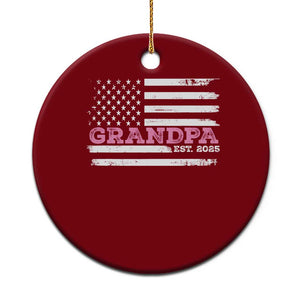 Grandpa Of Girl Est. 2025 Ceramic Ornament Fathers Day USA Flag TS10 1pc Red Print Your Wear