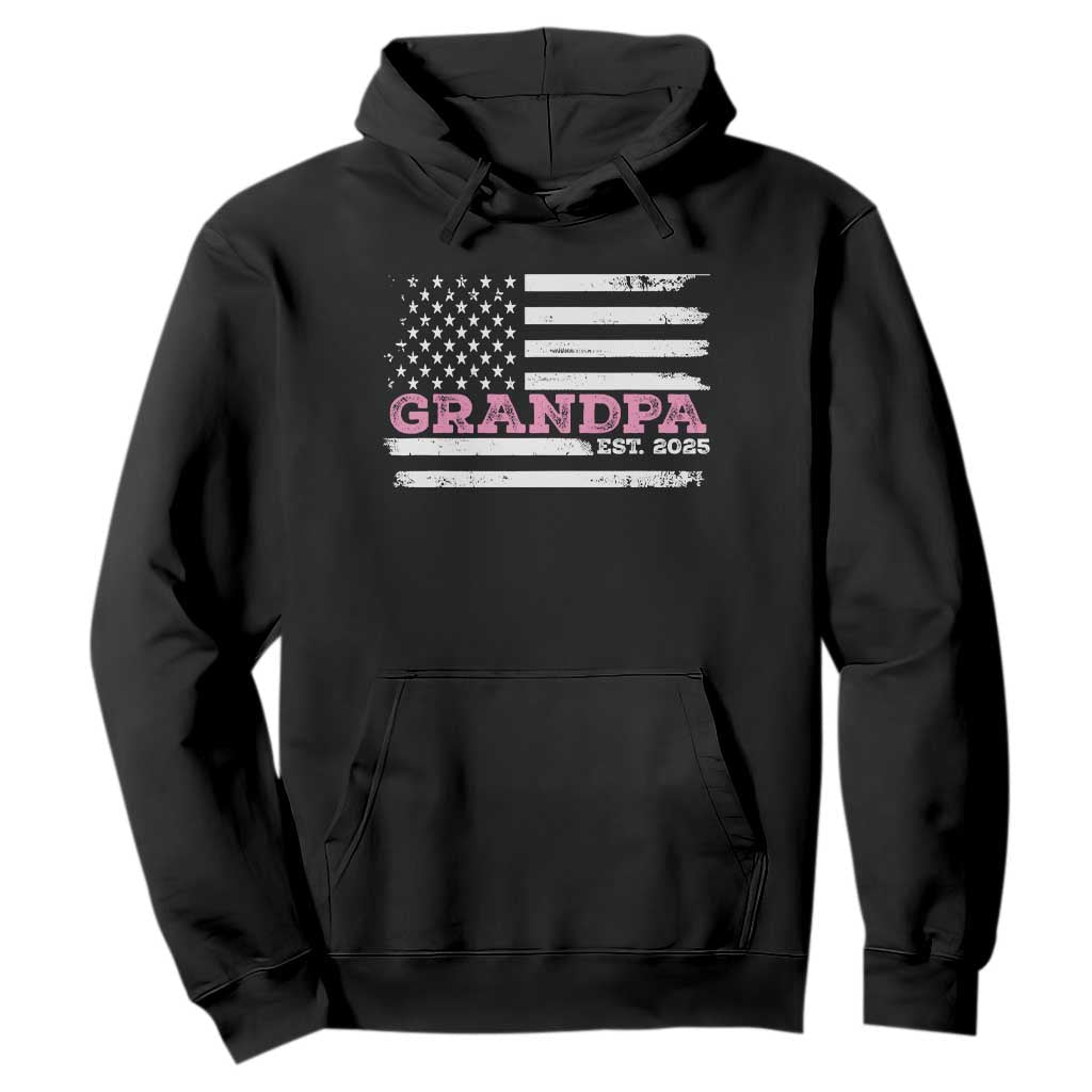 Grandpa Of Girl Est. 2025 Hoodie Fathers Day USA Flag TS10 Black Print Your Wear