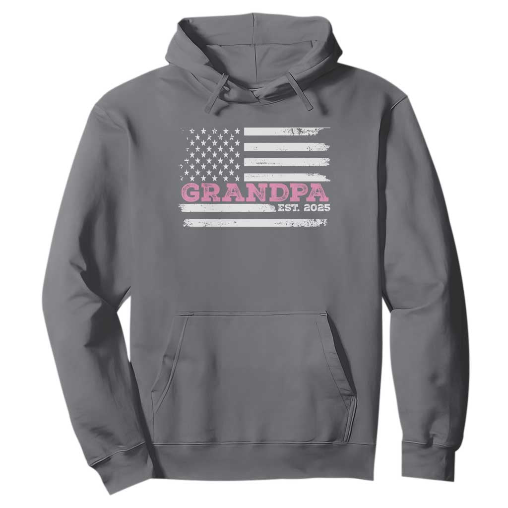 Grandpa Of Girl Est. 2025 Hoodie Fathers Day USA Flag TS10 Charcoal Print Your Wear