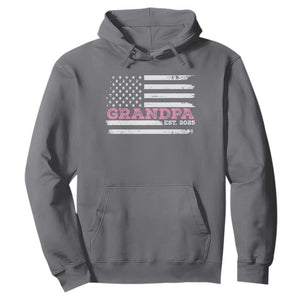 Grandpa Of Girl Est. 2025 Hoodie Fathers Day USA Flag TS10 Charcoal Print Your Wear