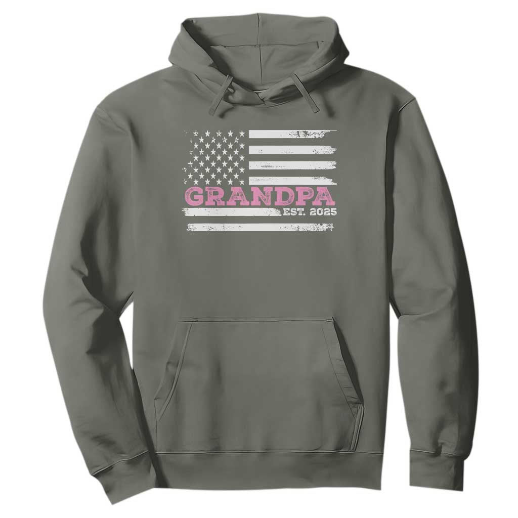Grandpa Of Girl Est. 2025 Hoodie Fathers Day USA Flag TS10 Military Green Print Your Wear