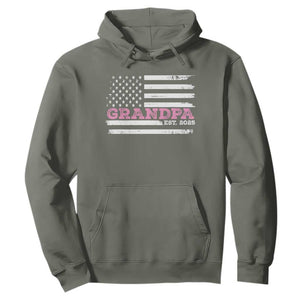 Grandpa Of Girl Est. 2025 Hoodie Fathers Day USA Flag TS10 Military Green Print Your Wear