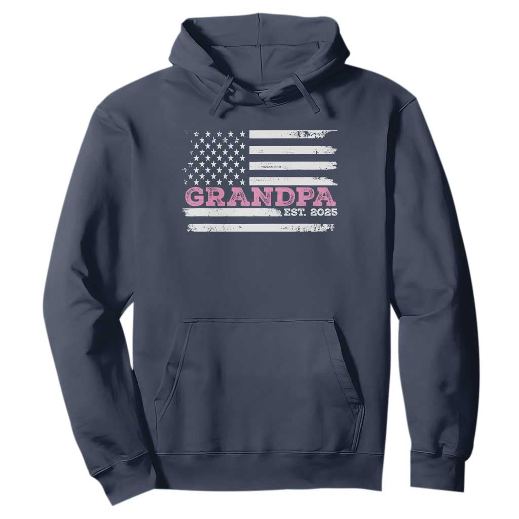Grandpa Of Girl Est. 2025 Hoodie Fathers Day USA Flag TS10 Navy Print Your Wear