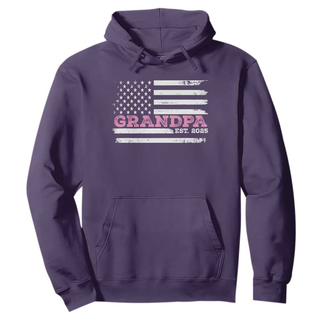 Grandpa Of Girl Est. 2025 Hoodie Fathers Day USA Flag TS10 Purple Print Your Wear
