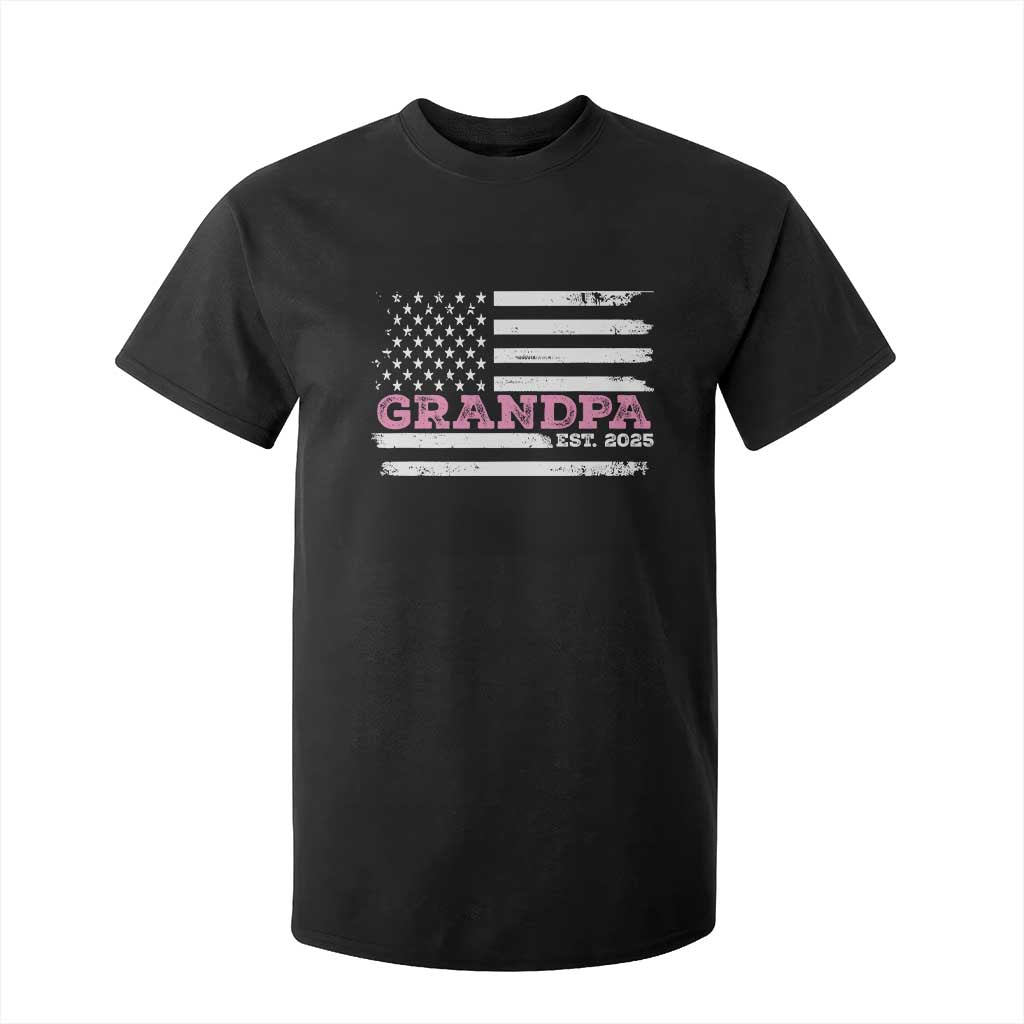 Grandpa Of Girl Est. 2025 T Shirt For Kid Fathers Day USA Flag TS10 Black Print Your Wear