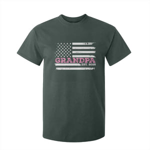 Grandpa Of Girl Est. 2025 T Shirt For Kid Fathers Day USA Flag TS10 Dark Forest Green Print Your Wear