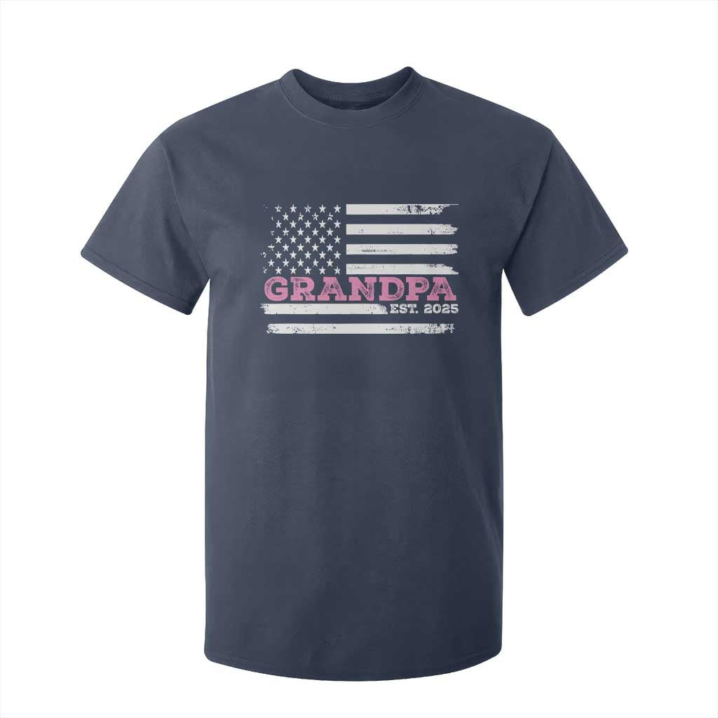 Grandpa Of Girl Est. 2025 T Shirt For Kid Fathers Day USA Flag TS10 Navy Print Your Wear