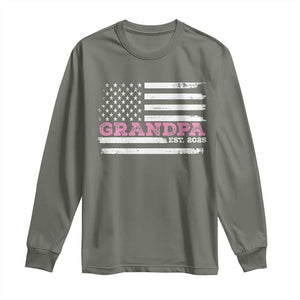 Grandpa Of Girl Est. 2025 Long Sleeve Shirt Fathers Day USA Flag TS10 Military Green Print Your Wear