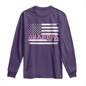 Grandpa Of Girl Est. 2025 Long Sleeve Shirt Fathers Day USA Flag TS10 Purple Print Your Wear