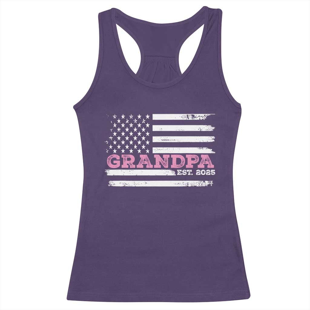 Grandpa Of Girl Est. 2025 Racerback Tank Top Fathers Day USA Flag TS10 Purple Print Your Wear