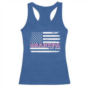 Grandpa Of Girl Est. 2025 Racerback Tank Top Fathers Day USA Flag TS10 Royal Blue Print Your Wear