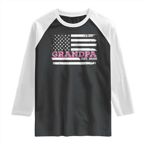 Grandpa Of Girl Est. 2025 Raglan Shirt Fathers Day USA Flag TS10 Black White Print Your Wear