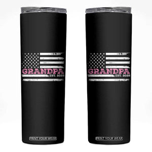Grandpa Of Girl Est. 2025 Skinny Tumbler Fathers Day USA Flag TS10 Black Print Your Wear