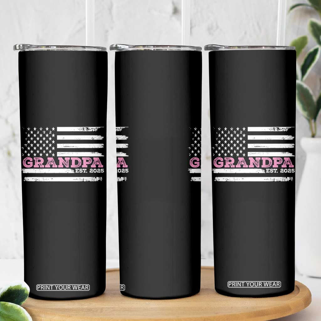 Grandpa Of Girl Est. 2025 Skinny Tumbler Fathers Day USA Flag TS10 Print Your Wear