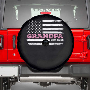 Grandpa Of Girl Est. 2025 Spare Tire Cover Fathers Day USA Flag TS10 Black Print Your Wear
