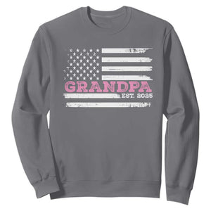 Grandpa Of Girl Est. 2025 Sweatshirt Fathers Day USA Flag TS10 Charcoal Print Your Wear