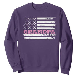 Grandpa Of Girl Est. 2025 Sweatshirt Fathers Day USA Flag TS10 Purple Print Your Wear