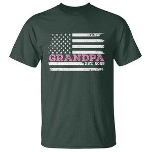 Grandpa Of Girl Est. 2025 T Shirt Fathers Day USA Flag TS10 Dark Forest Green Print Your Wear