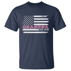 Grandpa Of Girl Est. 2025 T Shirt Fathers Day USA Flag TS10 Navy Print Your Wear