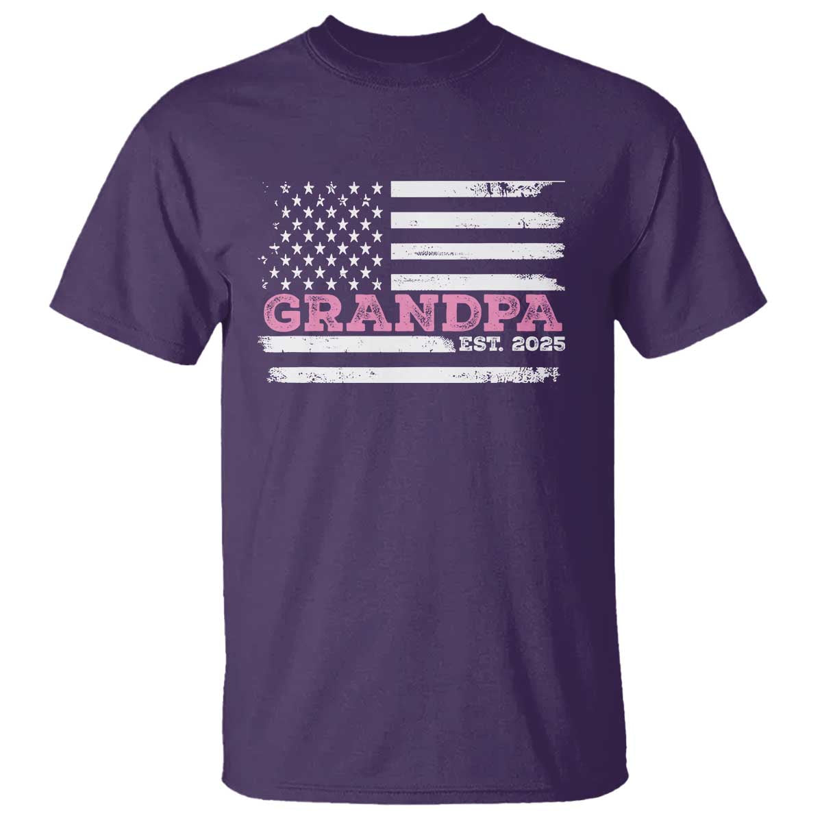 Grandpa Of Girl Est. 2025 T Shirt Fathers Day USA Flag TS10 Purple Print Your Wear