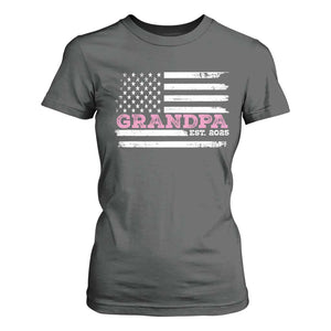 Grandpa Of Girl Est. 2025 T Shirt For Women Fathers Day USA Flag TS10 Dark Heather Print Your Wear
