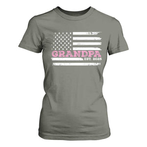 Grandpa Of Girl Est. 2025 T Shirt For Women Fathers Day USA Flag TS10 Military Green Print Your Wear