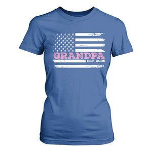Grandpa Of Girl Est. 2025 T Shirt For Women Fathers Day USA Flag TS10 Royal Blue Print Your Wear