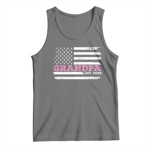 Grandpa Of Girl Est. 2025 Tank Top Fathers Day USA Flag TS10 Black Heather Print Your Wear