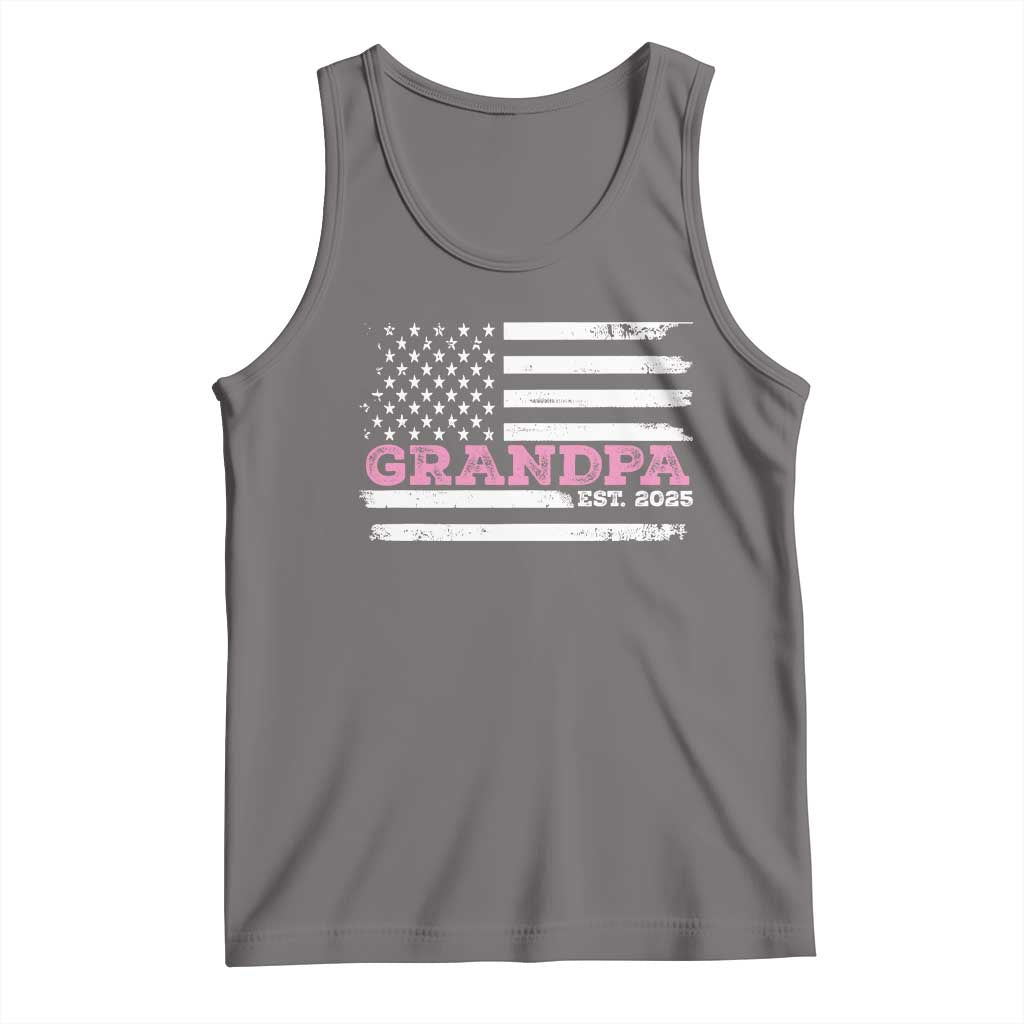 Grandpa Of Girl Est. 2025 Tank Top Fathers Day USA Flag TS10 Deep Heather Print Your Wear