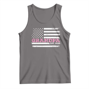 Grandpa Of Girl Est. 2025 Tank Top Fathers Day USA Flag TS10 Deep Heather Print Your Wear