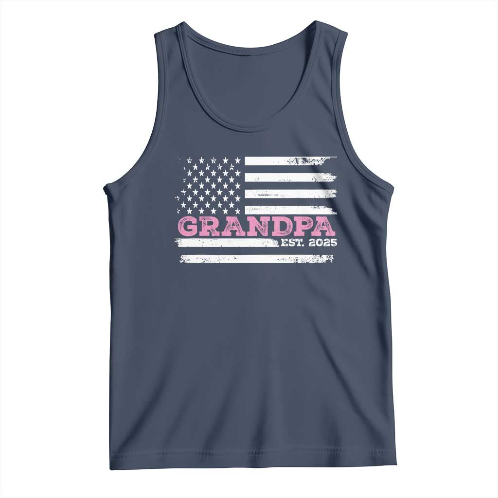 Grandpa Of Girl Est. 2025 Tank Top Fathers Day USA Flag TS10 Navy Print Your Wear
