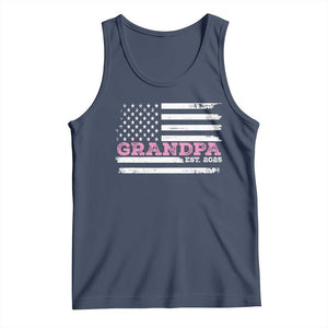 Grandpa Of Girl Est. 2025 Tank Top Fathers Day USA Flag TS10 Navy Print Your Wear