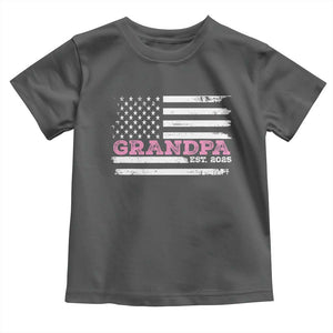 Grandpa Of Girl Est. 2025 Toddler T Shirt Fathers Day USA Flag TS10 Dark Heather Print Your Wear