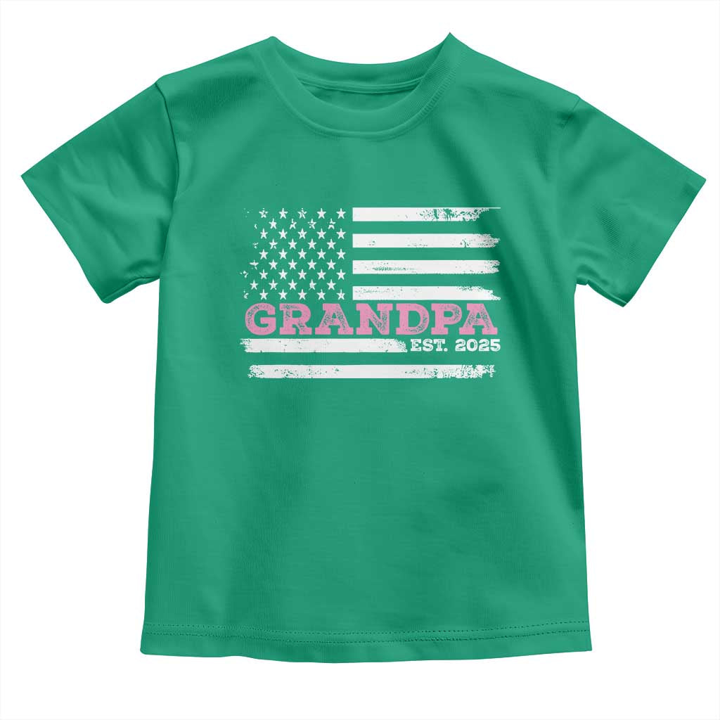 Grandpa Of Girl Est. 2025 Toddler T Shirt Fathers Day USA Flag TS10 Irish Green Print Your Wear
