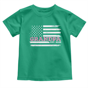 Grandpa Of Girl Est. 2025 Toddler T Shirt Fathers Day USA Flag TS10 Irish Green Print Your Wear
