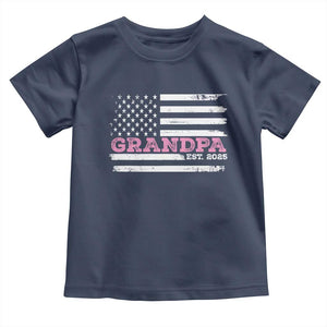 Grandpa Of Girl Est. 2025 Toddler T Shirt Fathers Day USA Flag TS10 Navy Print Your Wear