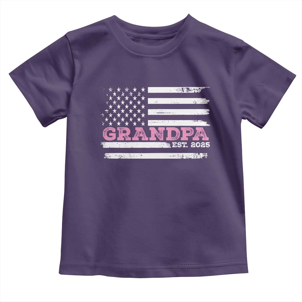 Grandpa Of Girl Est. 2025 Toddler T Shirt Fathers Day USA Flag TS10 Purple Print Your Wear