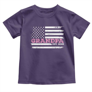 Grandpa Of Girl Est. 2025 Toddler T Shirt Fathers Day USA Flag TS10 Purple Print Your Wear