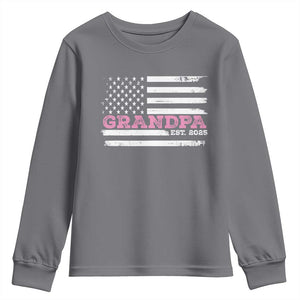 Grandpa Of Girl Est. 2025 Youth Sweatshirt Fathers Day USA Flag TS10 Charcoal Print Your Wear
