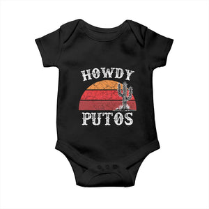 Howdy Putos Baby Onesie Funny Cactus Retro Vintage TS10 Black Print Your Wear