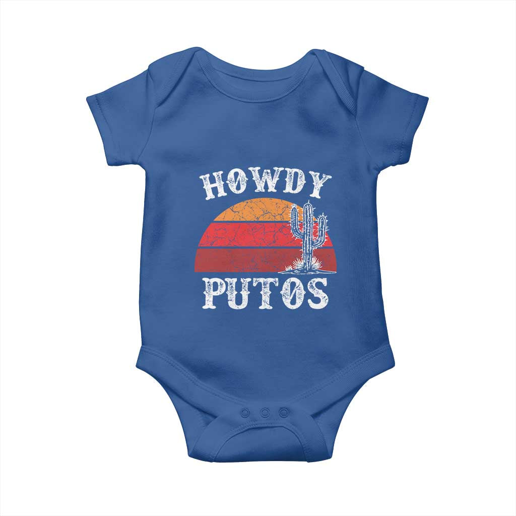 Howdy Putos Baby Onesie Funny Cactus Retro Vintage TS10 Royal Blue Print Your Wear