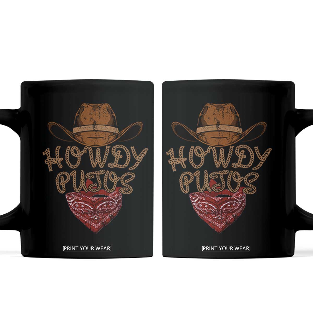 Howdy Putos Coffee Mug Funny Western Country Rodeo Southern Retro Cowboy TS10 Black Print Your Wear