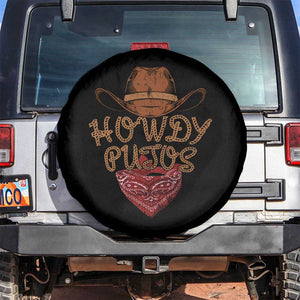 Howdy Putos Spare Tire Cover Funny Western Country Rodeo Southern Retro Cowboy TS10 No hole Black Print Your Wear
