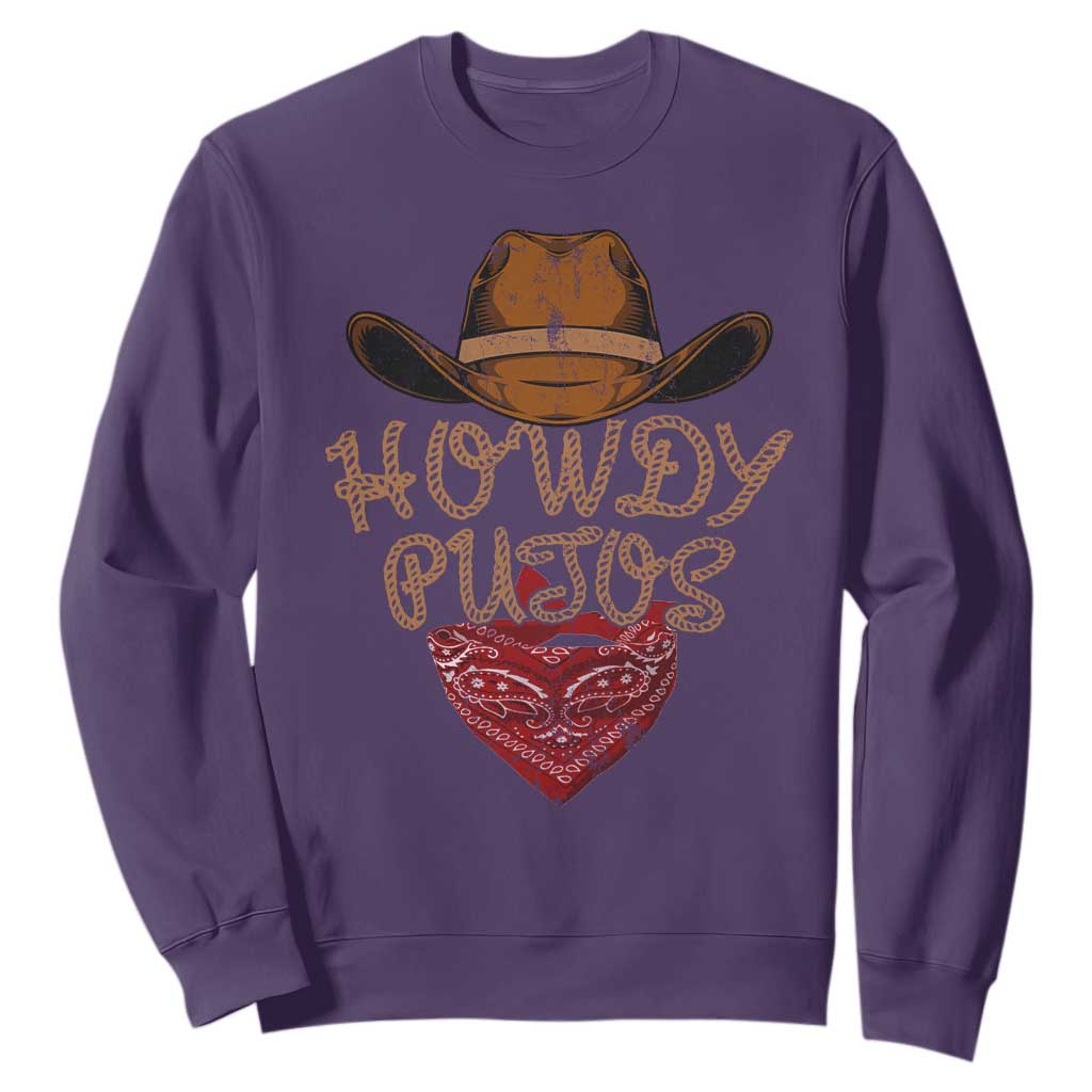 Howdy Putos Sweatshirt Funny Western Country Rodeo Southern Retro Cowboy TS10 Purple Print Your Wear